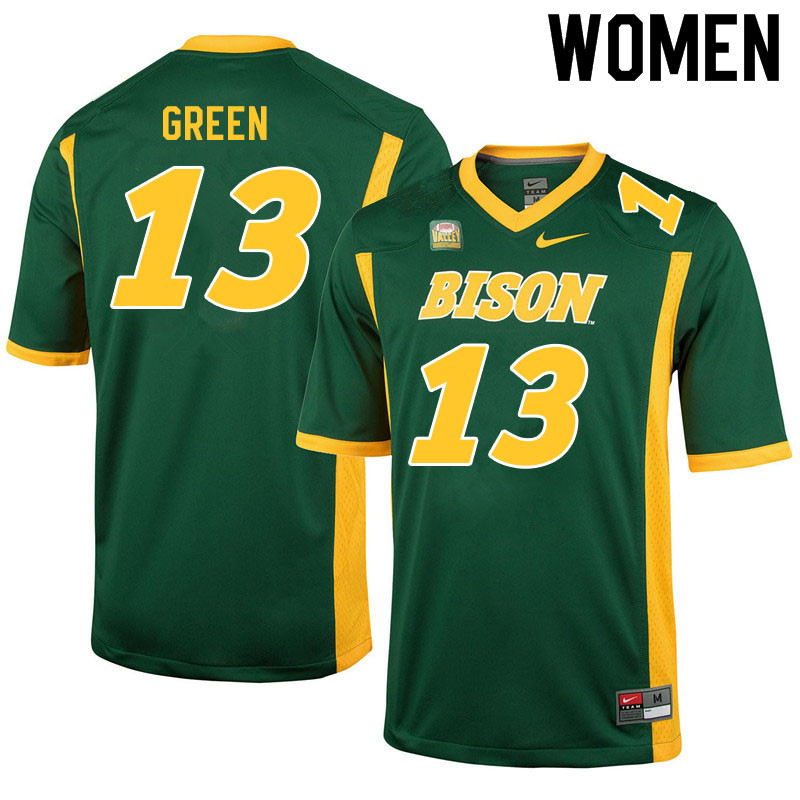 Women #13 Eli Green North Dakota State Bison College Football Jerseys Sale-Green - Click Image to Close